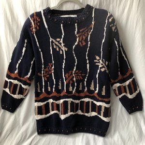 RareMarisa Christina Womens Cotton Chunky Knit Relaxed Fit Nordic Sweater Size M